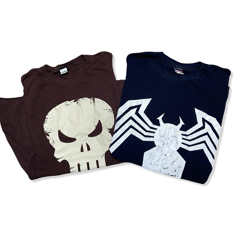 Marvel Punisher Spider-Man T Shirt Bundle Men's 2XL Mad Engine Graphic Tee Lot